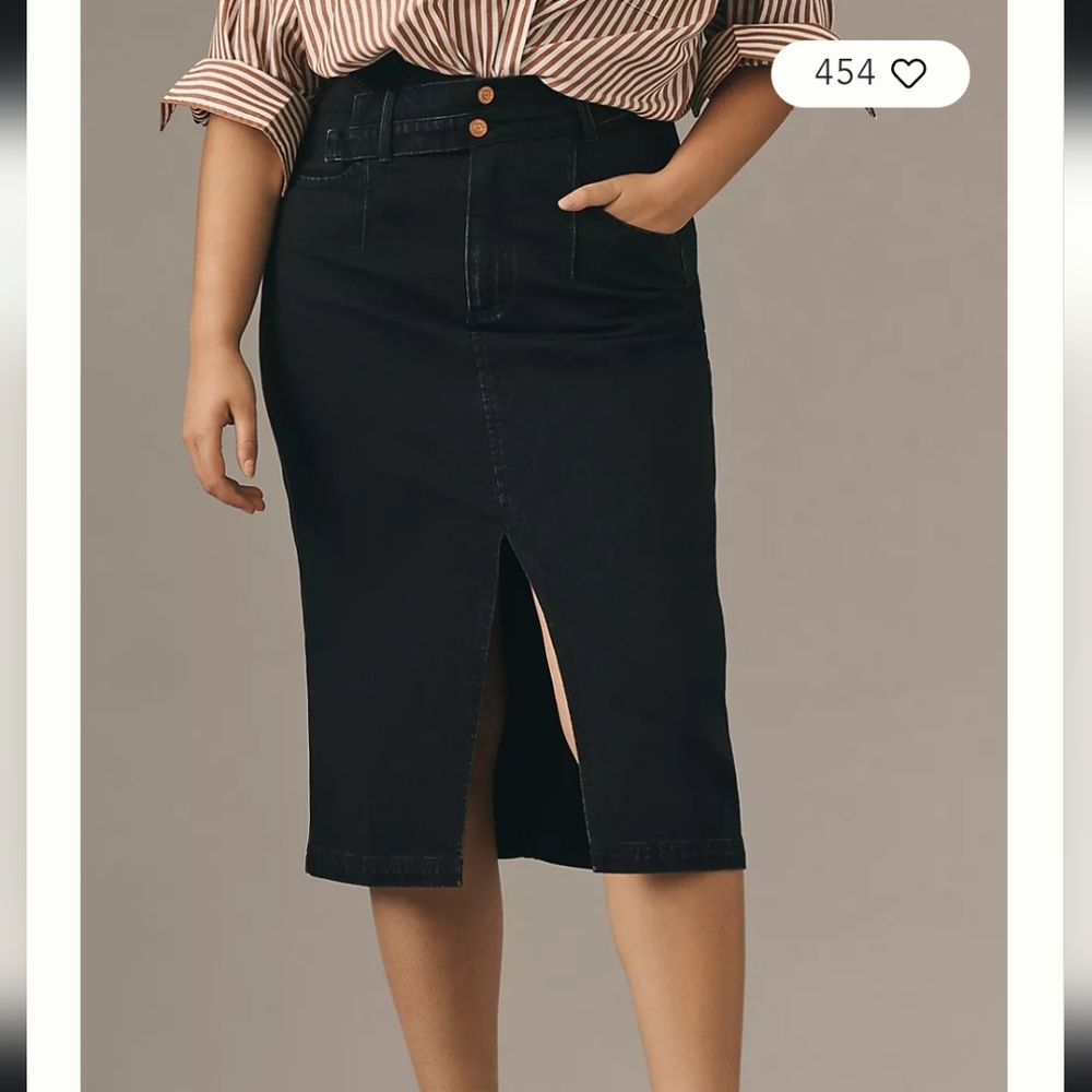 Pilcro Anthropologie Black Denim Double Waist Skirt